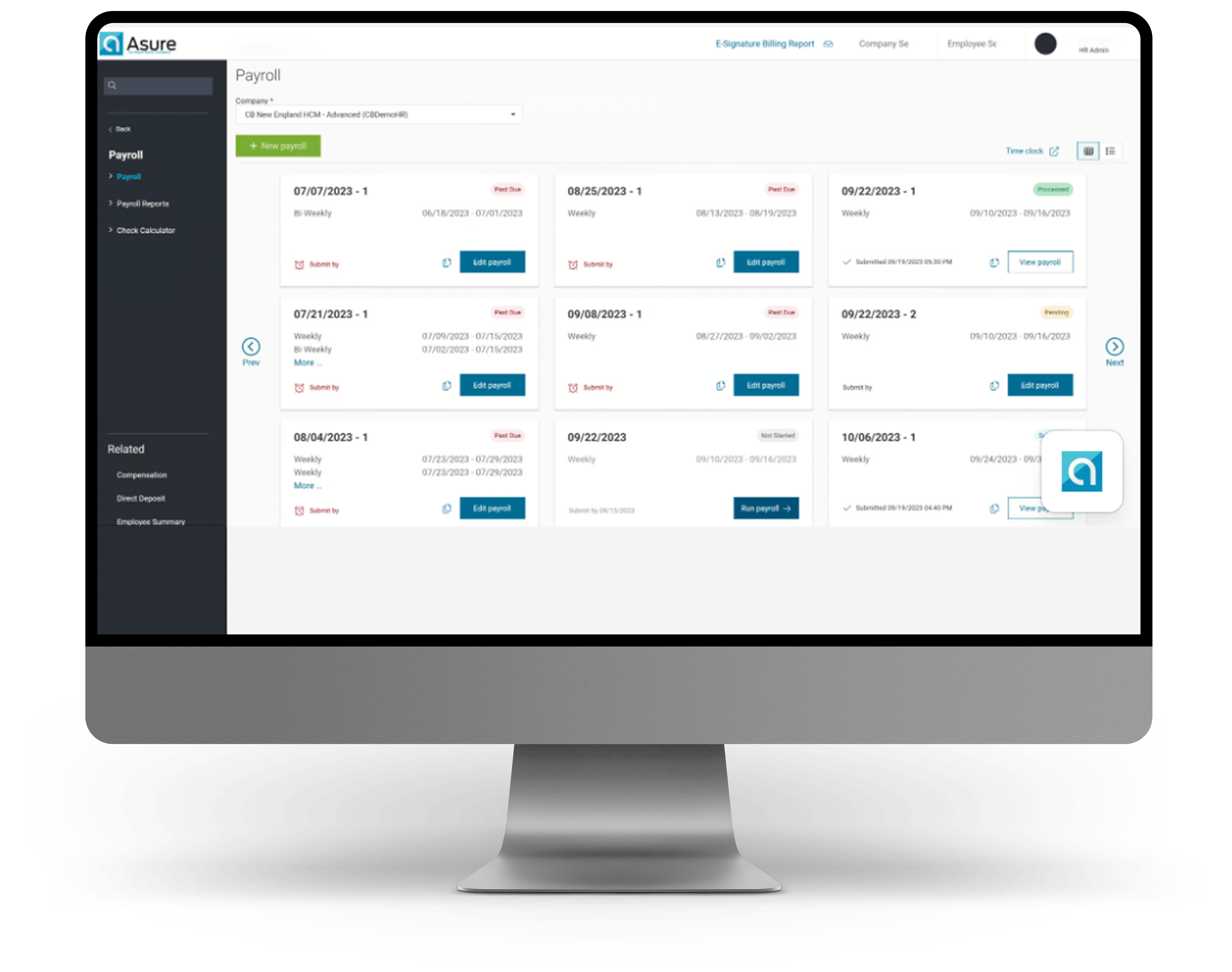 screenshot of Asure Payroll & Tax Management